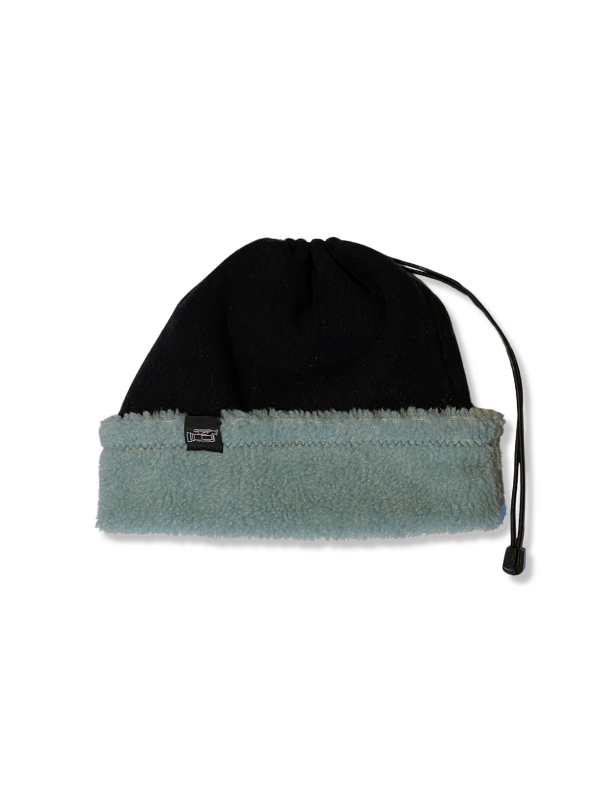 Black & Teal Sherpa | 2 in 1 Neck Warmer Beanie