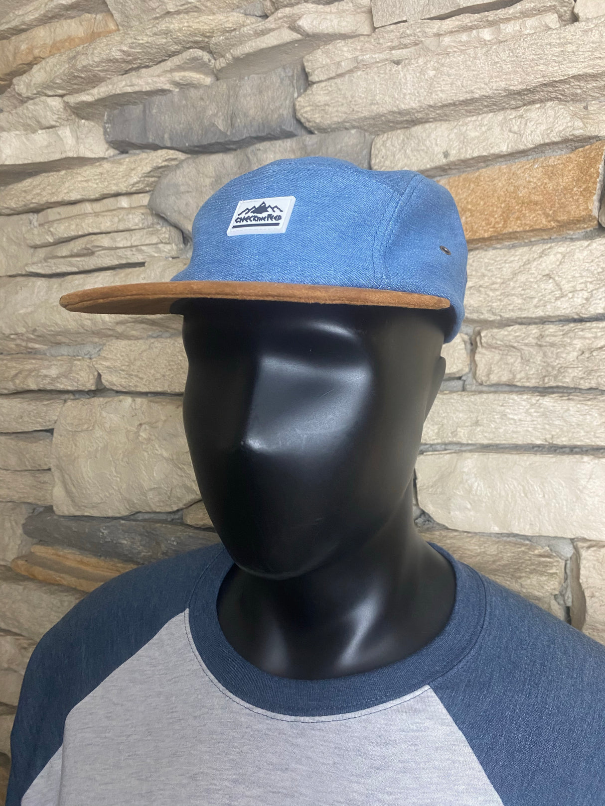 Denim & Brown Suede // 5 Panel Mountain Hat