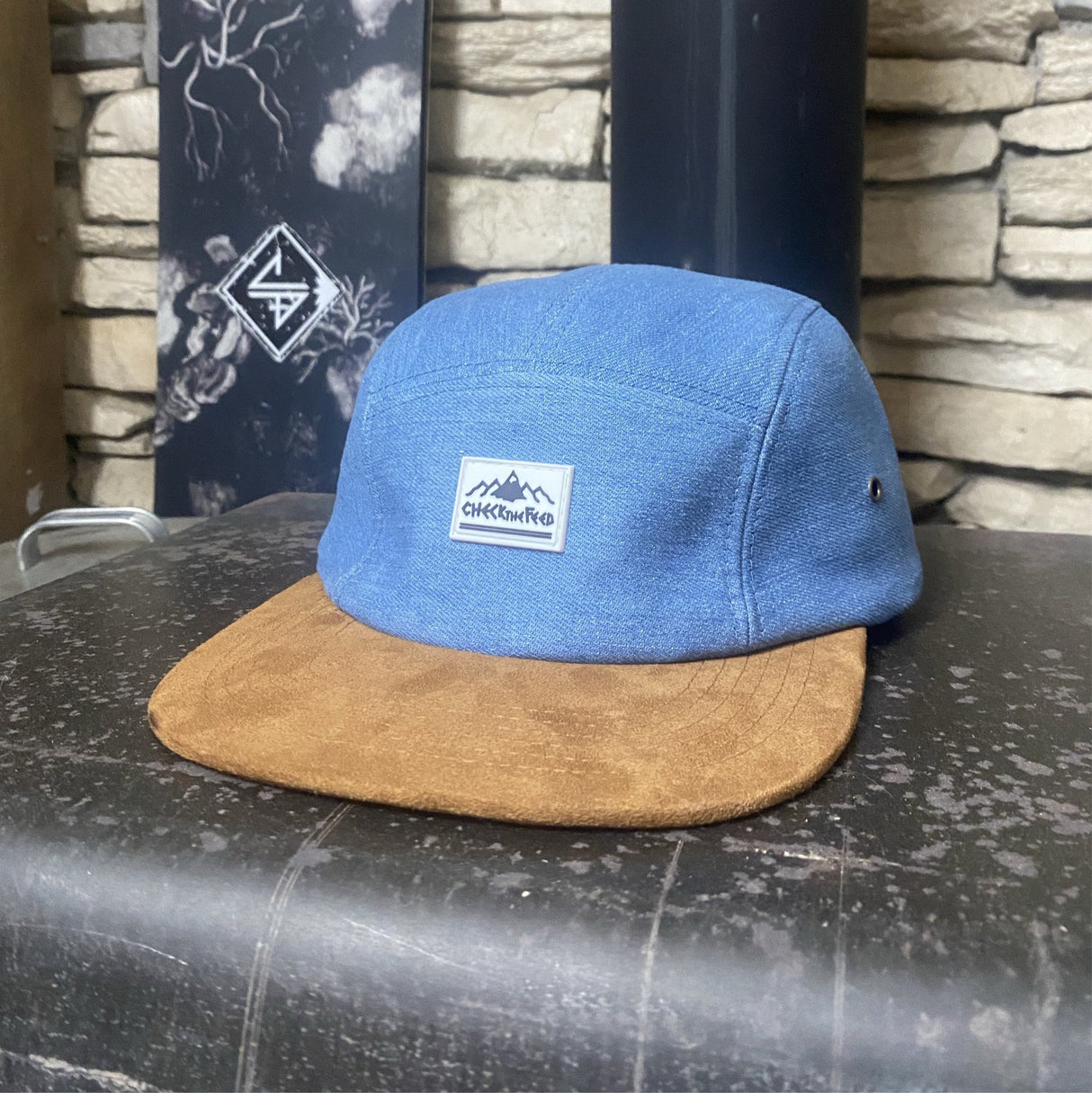 Denim & Brown Suede // 5 Panel Mountain Hat
